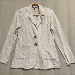 Veronica M Women’s Jacket XS 100% Linen Lightweight Blazer Minimalist Neutral